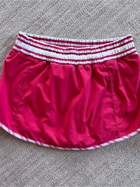 lululemon athletica Bright Pink Women Athletic Skort with Striped Waistband